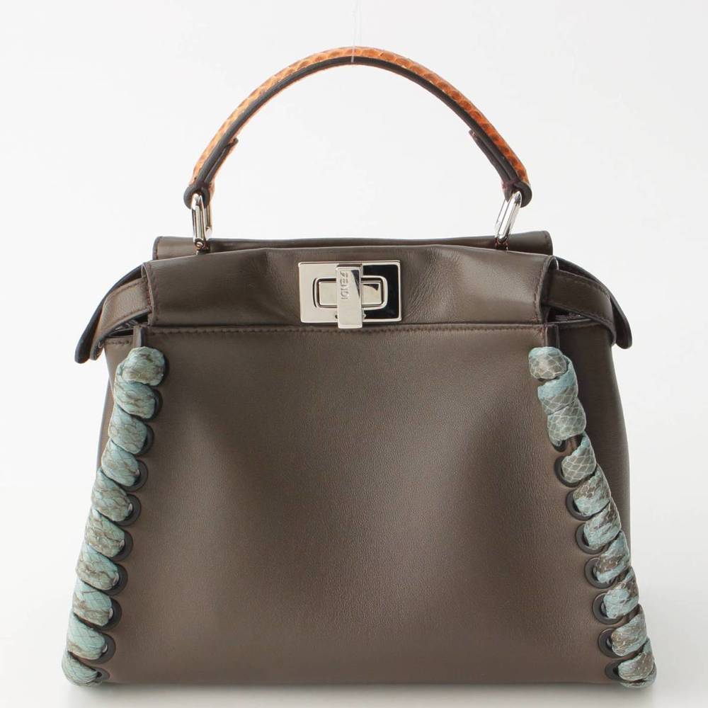 Fendi Handbag Peekaboo Brown Python Mini Shoulder - image 3